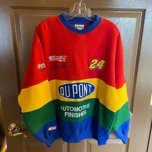VINTAGE Chase Authentics Dupont Nascar #24 Jeff Gordon Rainbow Sweatshirt Large